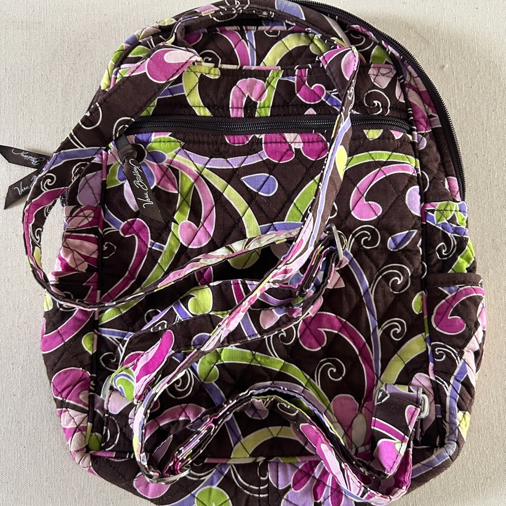 Vera Bradley Purple Punch Retired 12" Pink and Purple Backpack - Picture 3 of 6
